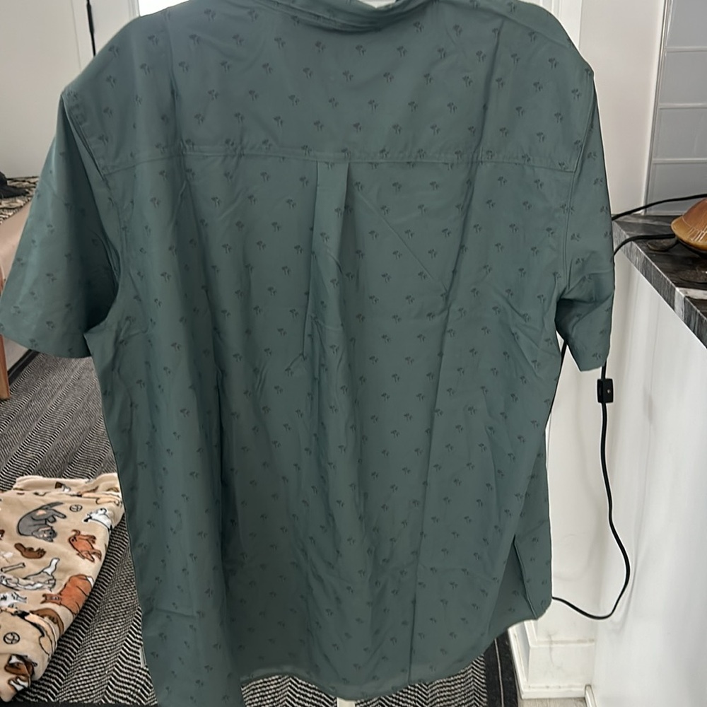 NEW XL MENS SHORT SLEEVE VOYAGER GREEN BUTTON FRONT SHIRT DBL POCKET -VELCRO - Picture 9 of 14